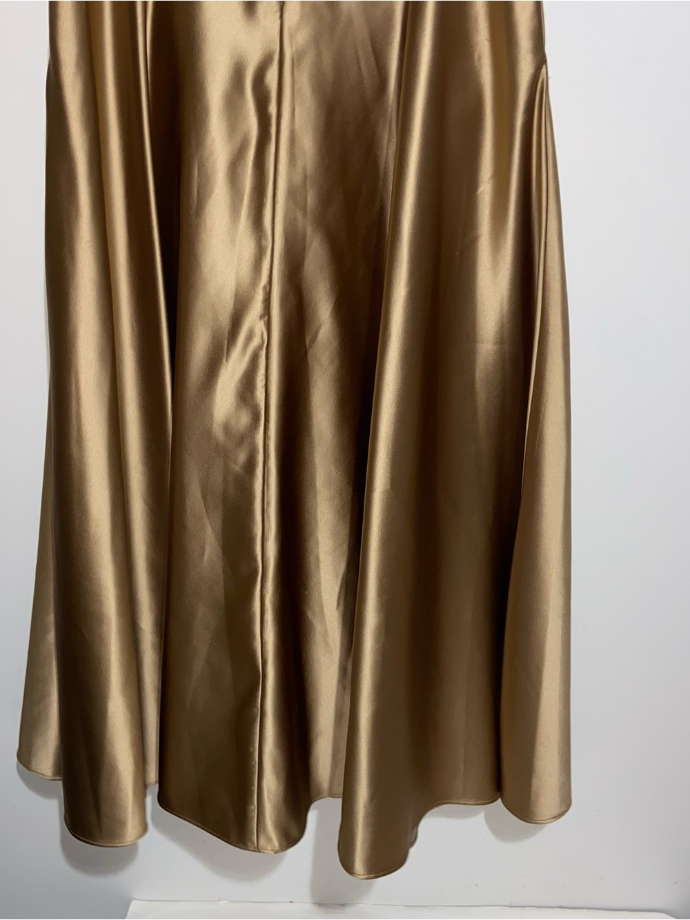 Vintage Ralph Lauren Skirt Womens Small Gold Satin Maxi Evening Formal Holiday - Picture 8 of 13